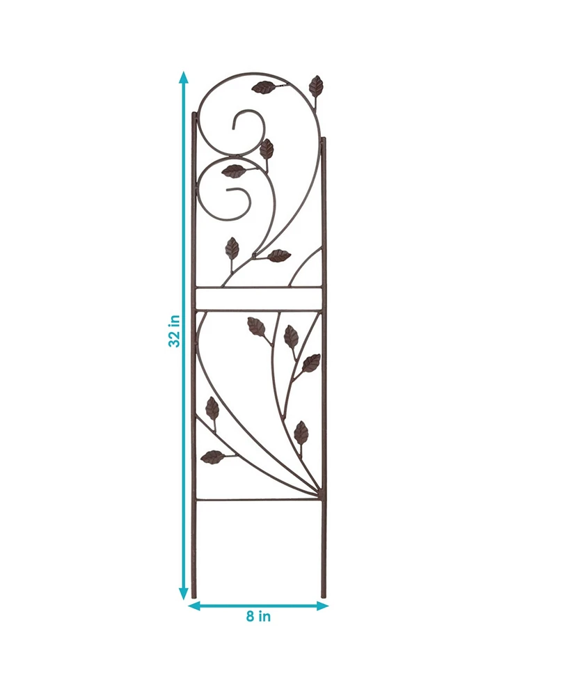 Metal Wire Rustic Plant Design Garden Trellis for Outdoor Climbing Flowers and Vines - 32" H - Brown - 2-Pack