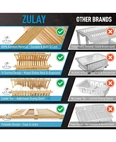 2-Tier Bamboo Collapsible Dish Drying Rack with Flatware Holder