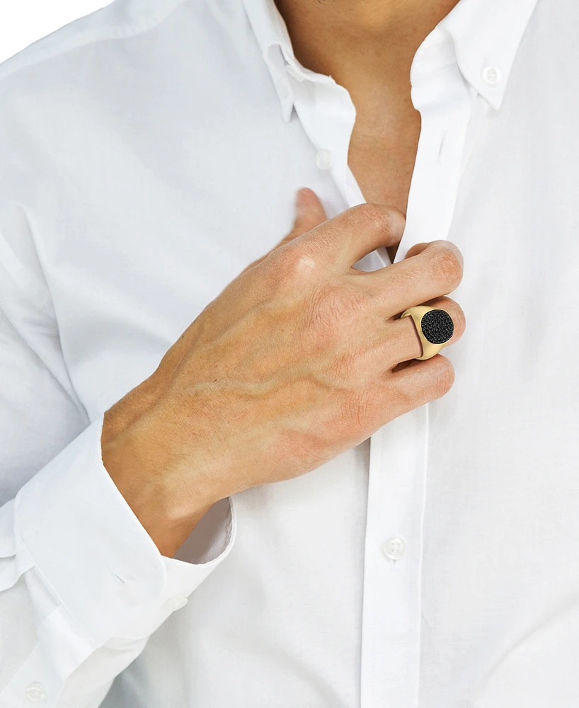 Effy Men's Black Spinel Oval Cluster Ring (1-5/8 ct. t.w.) in Gold-Plated Sterling Silver