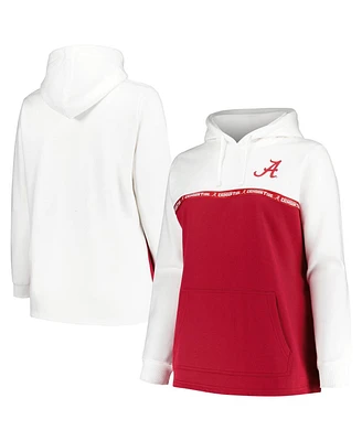 Profile Women's White/Crimson Alabama Crimson Tide Plus Size Taping Pullover Hoodie