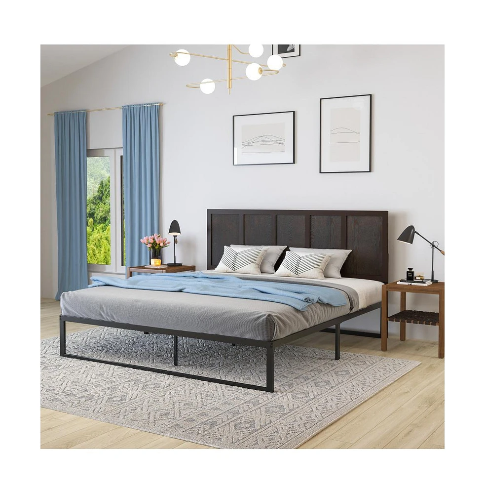 Merrick Lane Grady King Raised Panel Wooden Adjustable Headboard Only