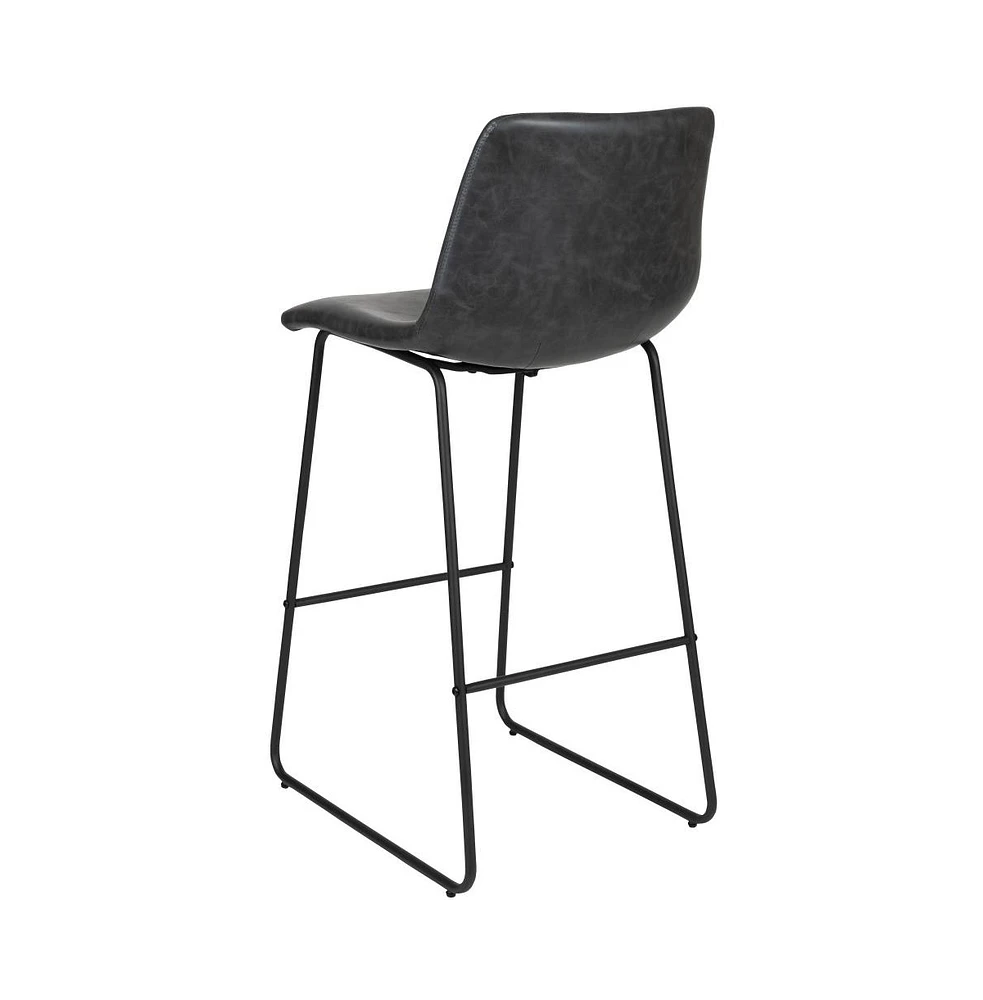 30 Inch Faux Bar Height Bucket Seat Stools, Set Of 2