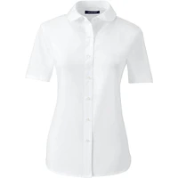 Lands' End Women's Short Sleeve Peter Pan Collar Broadcloth Shirt