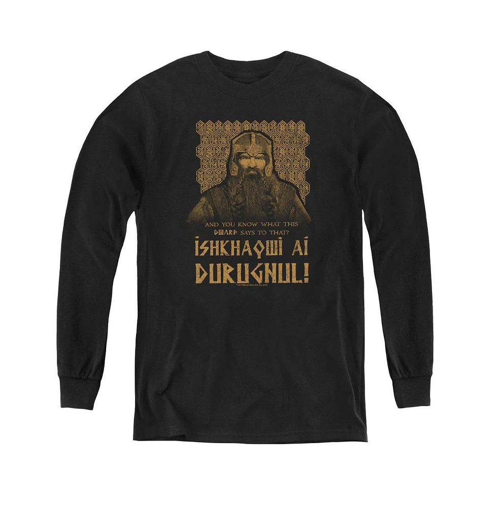 Lord Of The Rings Youth Ishkhaqwi Durugnul Long Sleeve Sweatshirts