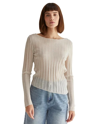 Crescent Women's Ellie Sheer Rib Sweater Top
