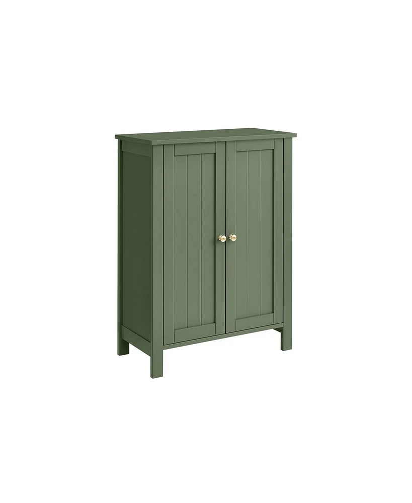 Floor Storage Cabinet for Bathroom with 2 Flexible Shelves and Closed Door