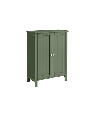 Floor Storage Cabinet for Bathroom with 2 Flexible Shelves and Closed Door