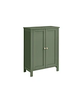 Floor Storage Cabinet for Bathroom with 2 Flexible Shelves and Closed Door