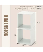 2PCS Stackable Storage Cube Free-standing Storage Organizer Bookcase for Bedroom