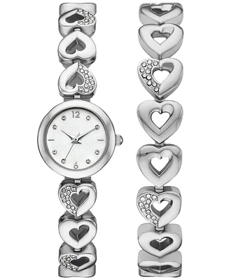 Folio Women's Three Hand Silver Alloy Watch 22mm Gift Set