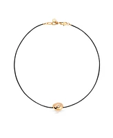 Ettika Single Crystal Polished Pebble Leather Pendant Necklace