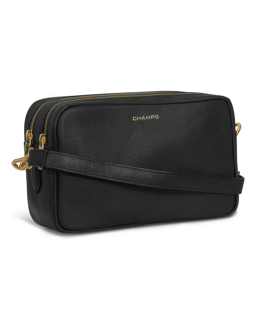 Champs Leather Double-Zip Shoulder Bag