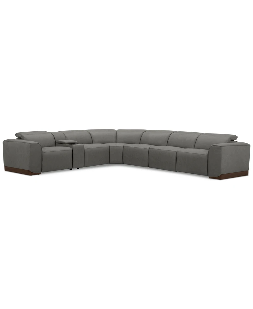 Lovro -Pc. Leather Sectional with Power Motion Chairs & 1 Console