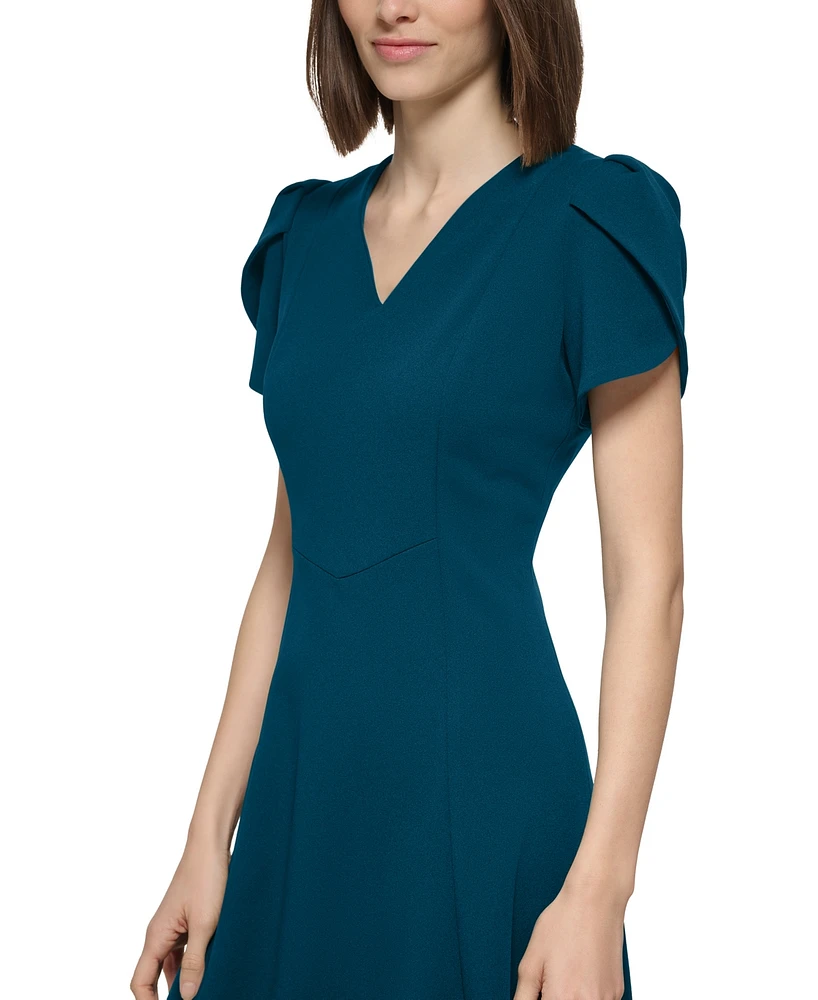 Calvin Klein Women's V-neck Tulip-sleeve Dress