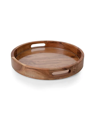 Toscana Barista Acacia Wood Glass Serving Tray