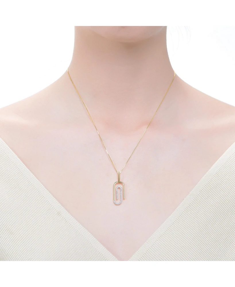14k Gold Plated with Cubic Zirconia Free Form Love Knot Pendant Necklace