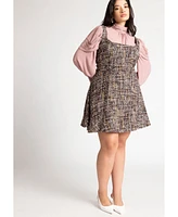 Eloquii Women's Plus Flare Tweed Mini Jumper