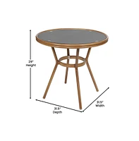 Merrick Lane Mael Bistro Style Table With Glass Top, Textilene, Stack Chairs