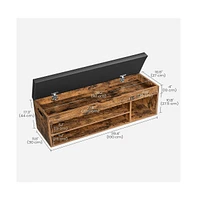 Storage Bench with Cushion Seat and 3 Open Compartments for Entryway or Bedroom