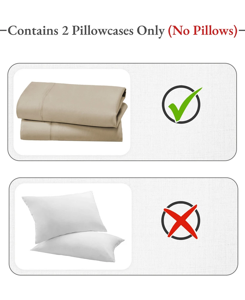 Pillowcase Set - 400 Thread Count, 100% Cotton Sateen, of 2 Pillow Covers, Breathable, Cooling