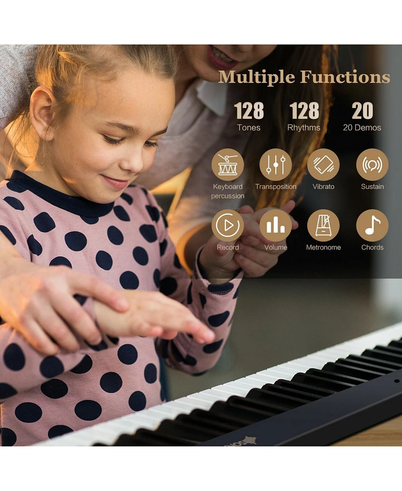Sugift 88-Key Foldable Digital Piano with Midi and Wireless Bt