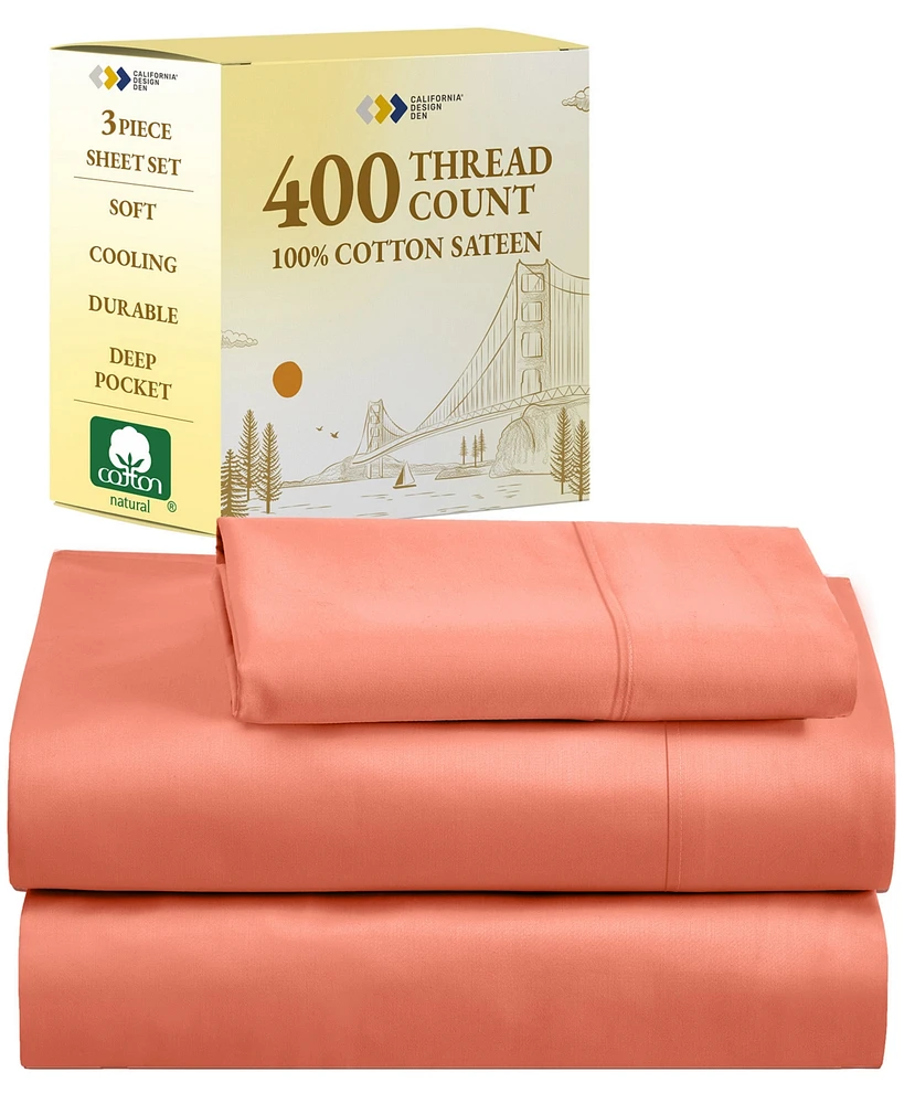 Soft Cotton Bed Sheet Set Twin Xl - 400 Thread Count 100% Sateen