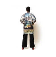 Terese Sydonna Women's V-Neck ¾- Sleeve Printed Scuba Big Pocket Kimono