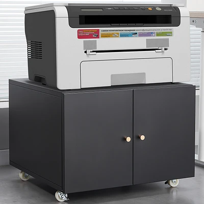 Office Furniture Copier Cabinet Black 2 Door Steel Copier Stand Mobile Pedestal File Printer Stand