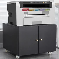 Office Furniture Copier Cabinet Black 2 Door Steel Copier Stand Mobile Pedestal File Printer Stand