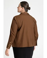 Eloquii Women's Pointed Collar Button Up Shirt