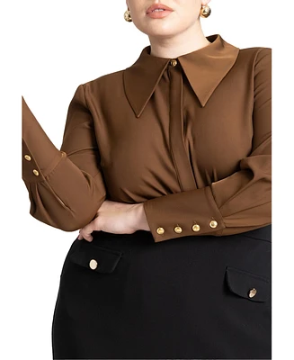 Eloquii Women's Pointed Collar Button Up Shirt