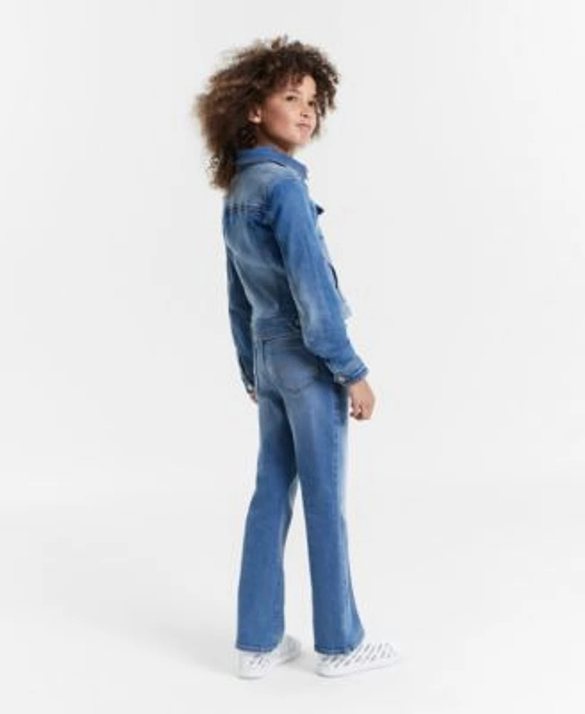 Tommy Hilfiger Big Girls Classic Denim Jacket Script Short Sleeve T Shirt Mid Rise Flare Leg Jeans