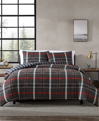 Closeout! Eddie Bauer Willow Plaid Microsuede 2 Piece Duvet Cover Set, Twin
