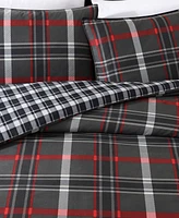Closeout! Eddie Bauer Willow Plaid Microsuede 3 Piece Duvet Cover Set, King