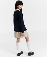 Nautica Big Girls Uniform Pointelle-Stitching Cardigan