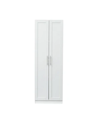 High Wardrobe And Kitchen Cabinet With 2 Doors And 3 Partitions To Separate 4 Storage Spaces