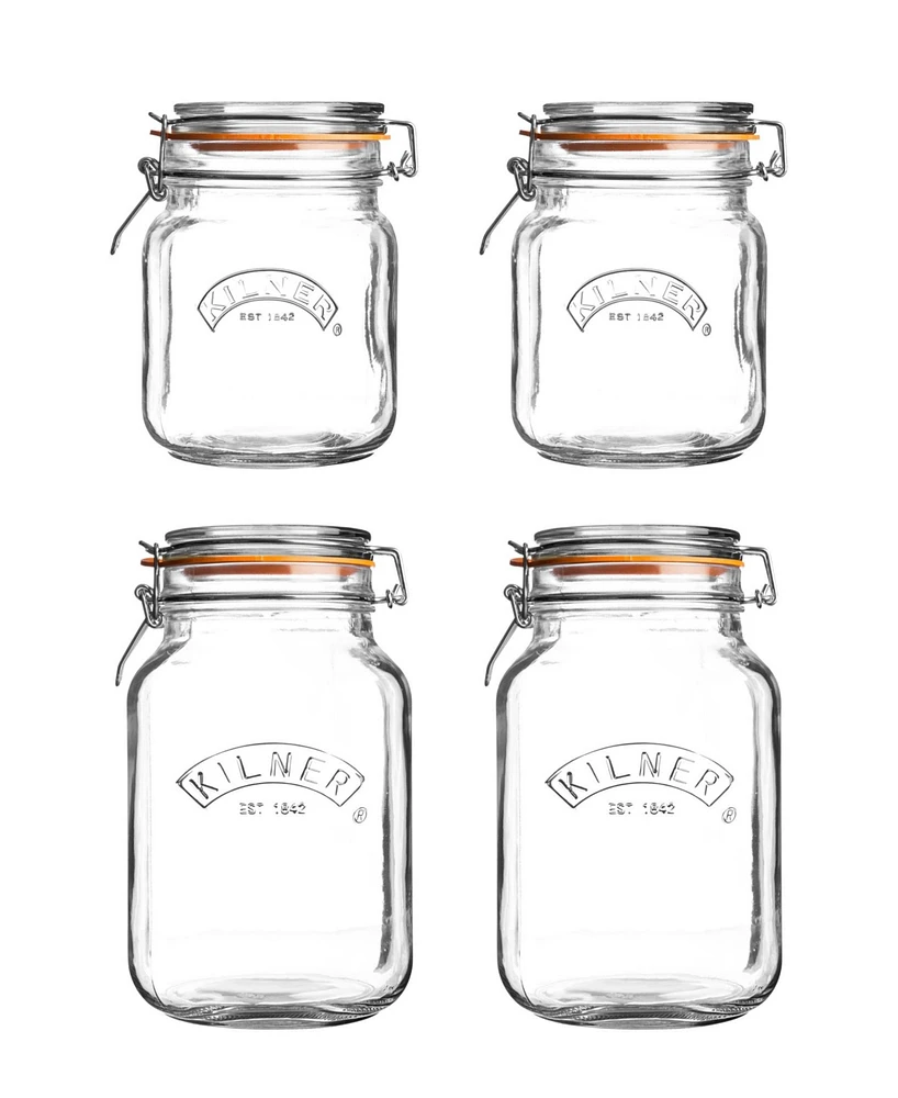 Kilner Set of 4 Square Clip Top Jars