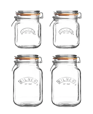 Kilner Set of 4 Square Clip Top Jars