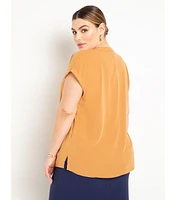 Eloquii Women's Notch Collar Blouse