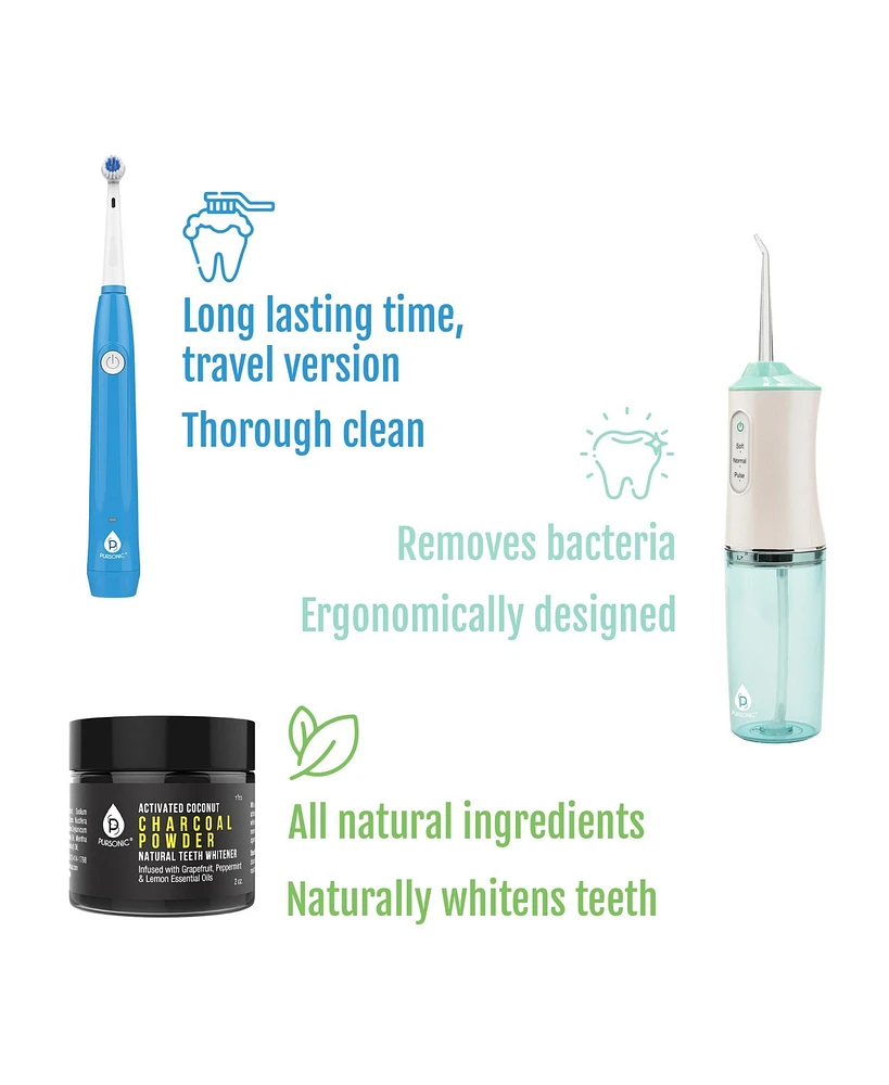 Complete Dental Care Power Pack - Electric Toothbrush, Water Flosser & Whitening Powder