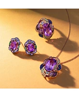 Le Vian Multi-Gemstone (4-1/2 ct. t.w.) & Nude Diamond (7/8 ct. t.w.) Halo Cluster Statement Stud Earrings in 14k Rose Gold