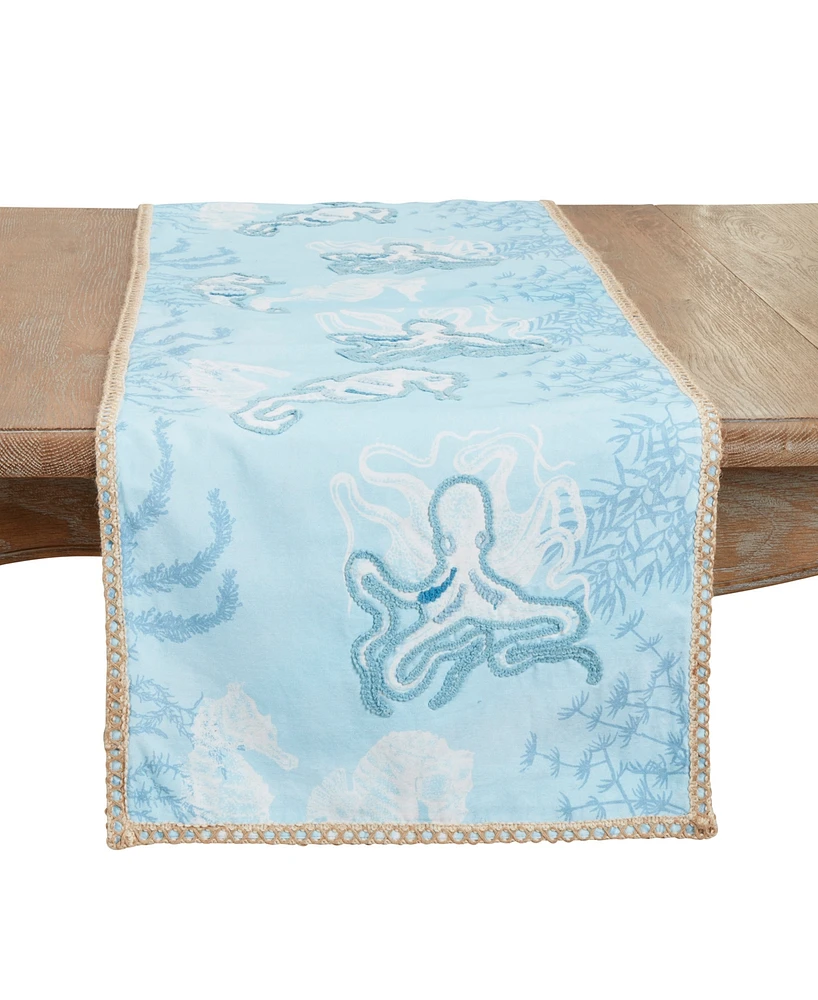 Saro Lifestyle Sealife Serenity Table Runner, 16"x72"