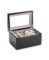 Bey-Berk Lacquered Carbon Fiber Finish 2 Watch Winder with Storage for 4 Watches