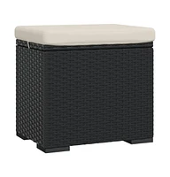 vidaXL Ottoman with Cushion Black 15.7"x11.8"x15.7" Poly Rattan