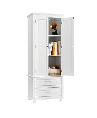 Streamdale Furniture Tall Storage Cabinet With Two Drawers For Bathroom/Office