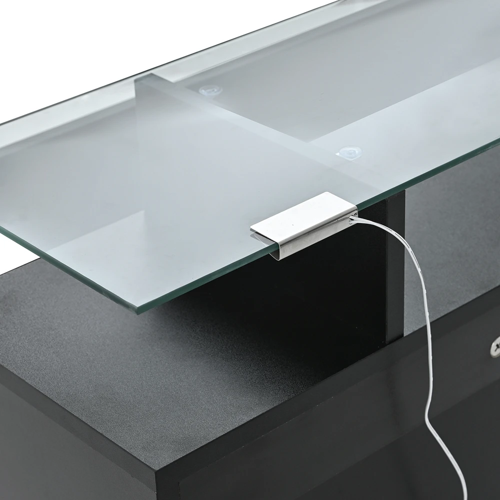 Slim Entryway Organizer with Shoe Storage and Led Light