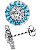 Giani Bernini Blue & White Cubic Zirconia Reverse Halo Stud Earrings, Created for Macy's