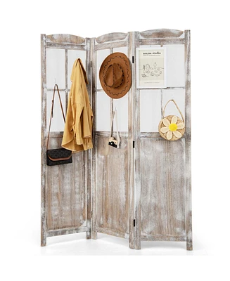6FT Retro 3-Panel Room Divider Folding Privacy Screen Freestanding Wall Divider