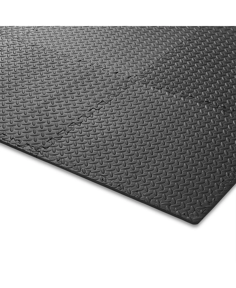 Philosophy Gym Pack of 30 Exercise Flooring Mats - 24 x 24 Inch Foam Rubber Interlocking Puzzle Floor Tiles - Black