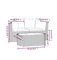 vidaXL 3 Piece Patio Lounge Set with Cushions Gray Poly Rattan